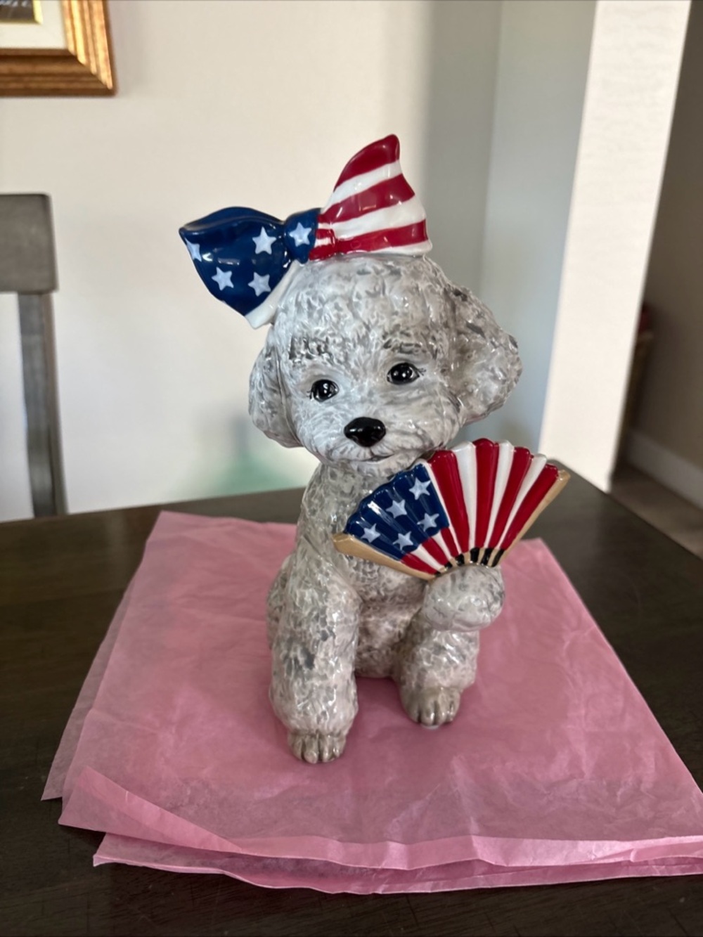 Blue Sky Clayworks Patriotic Poodle Doodle Dog Stars & Stripes Heather Goldminc